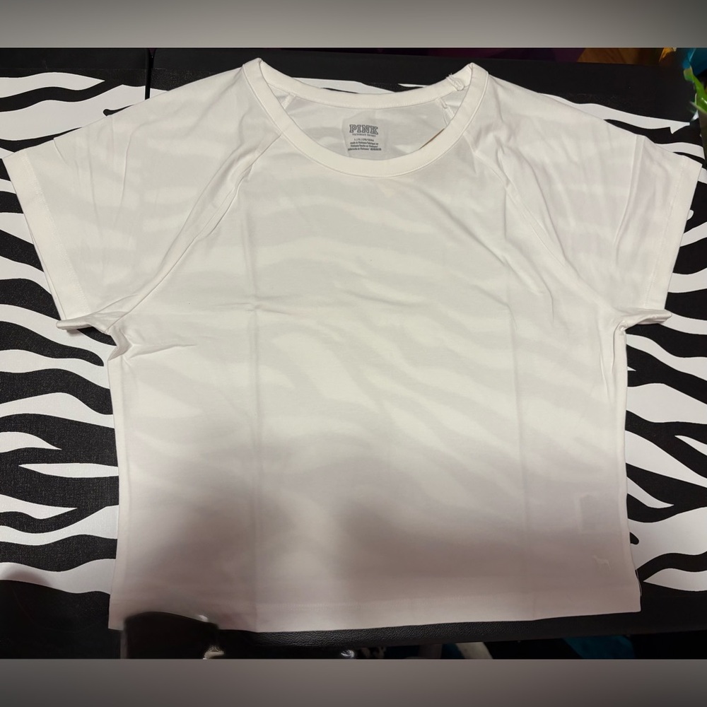 PINK Victoria's Secret White Crop Top Tee